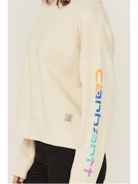 Carhartt Women's Tencel Fiber Series Loose Fit Graphic Work Sweatshirt Oat Milk